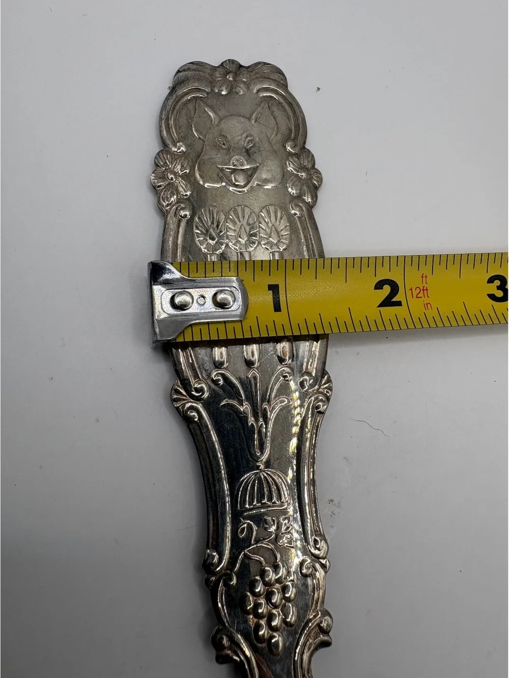 Vintage Swedish Silverplate Pickle Fork Pig Handle Serving Fork Made Sweden